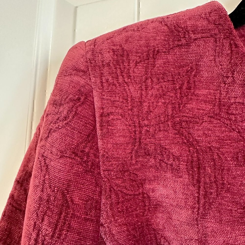 VINTAGE 90s Koret deep pink velvet blazer jacket buttons women's 8 petite - Picture 5 of 13